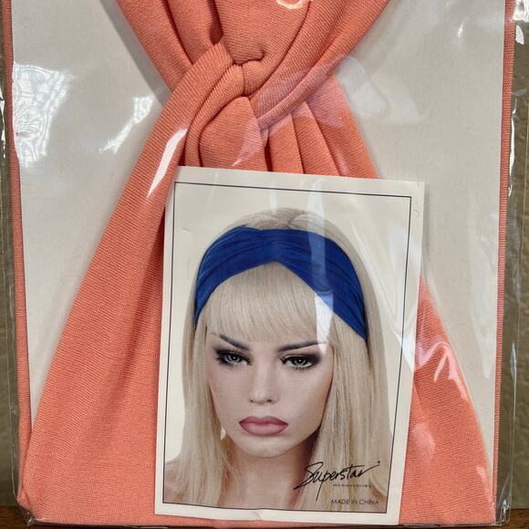 HeadBands Peach Wide Large Turban Boho Cloth Hairband Twisted Knot Yoga Hippie - Picture 9 of 11